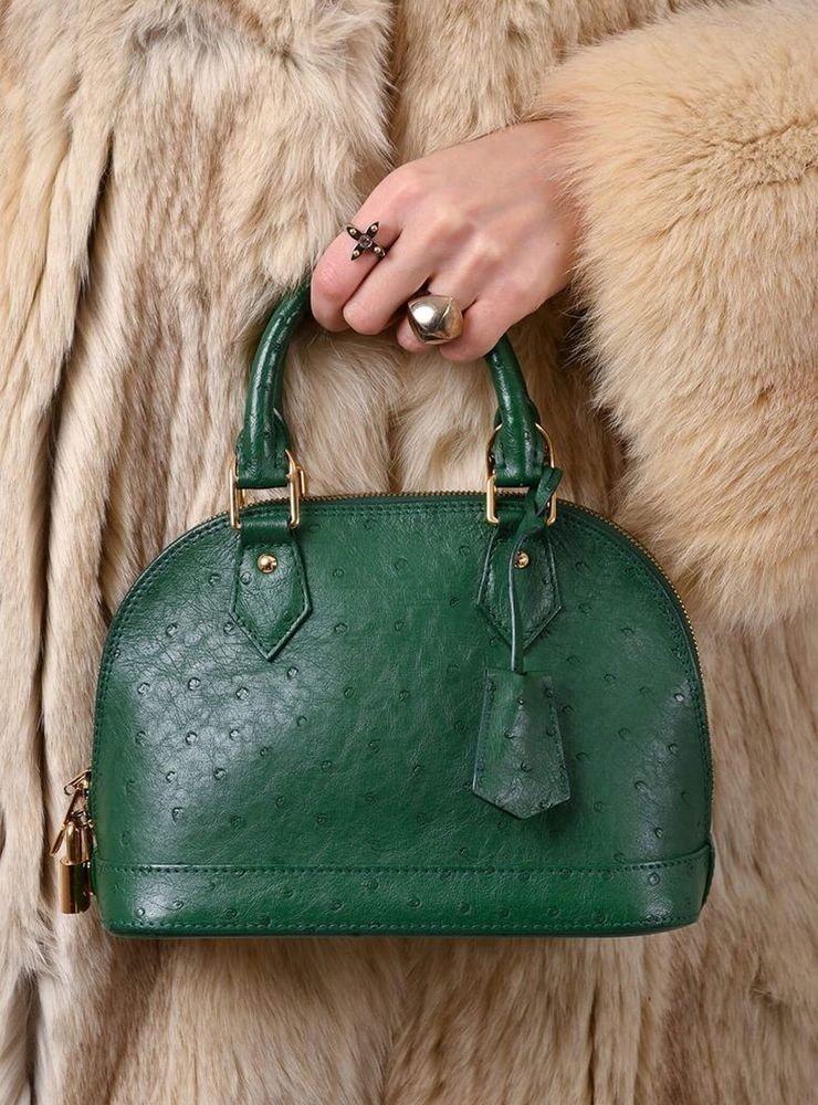 Louis Vuitton Alma 2013 Green Ostrich